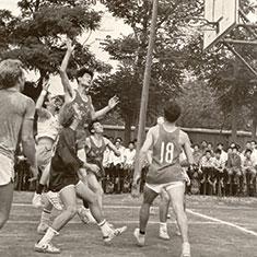 Students play basketball at Nankai University