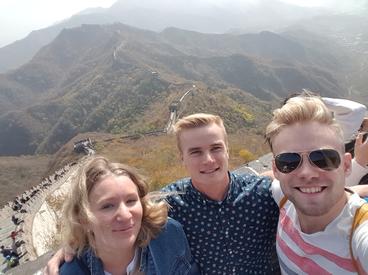 Brian Norlander with friends at the Great Wall of China